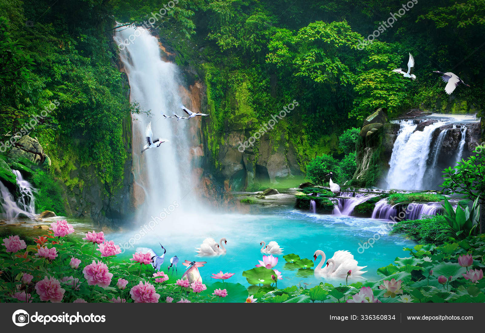Wallpaper 3D natural waterfall view Stock Photo by ©ipinsadja ...