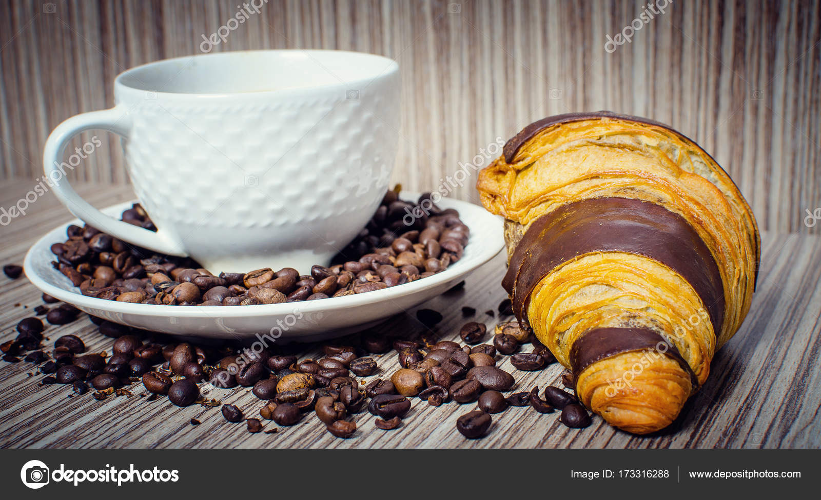 A Chocolate Croissant With Coffee For Hearty Breakfast Photo By Noskaphoto A Chocolate Croissant With Coffee For Hearty Breakfast Photo By Noskaphoto