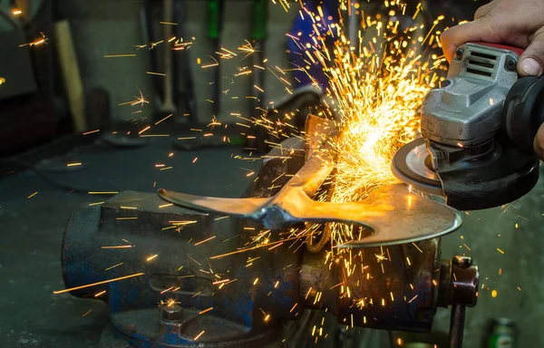 Industrial Grinder and Sparks — Stock Photo, Image