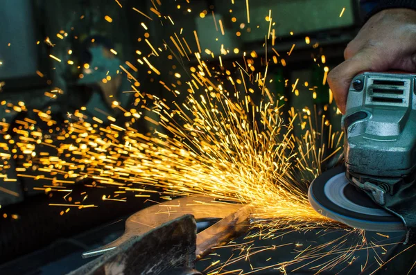 Industrial Grinder and Sparks — Stock Photo, Image