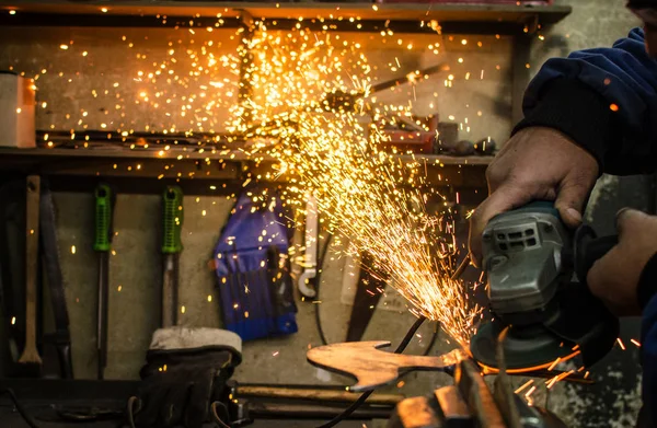 Industrial Grinder and Sparks — Stock Photo, Image