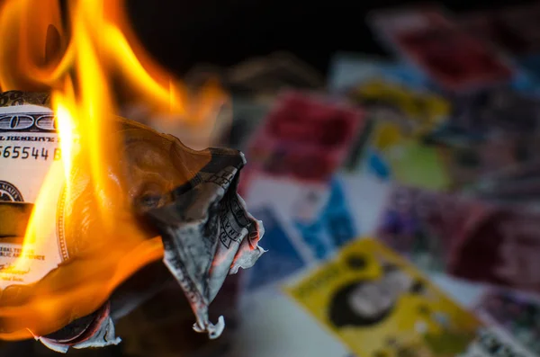 Burning one dollar — Stock Photo, Image