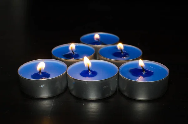 Blue valentine candles — Stock Photo, Image