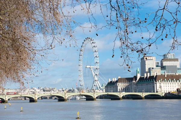 London Eye View River Spring — Stock Photo, Image