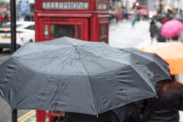 Londra 'da yağmurlu bir günde şemsiyeler.