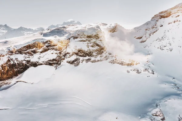 Tormenta Nieve Los Alpes Suizos Imagen Tomada Glacier 3000 Suiza —  Fotos de Stock