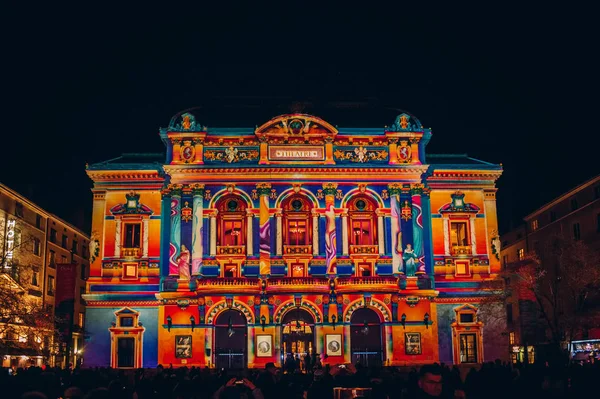 Lyon, France : 9 décembre 2017. Théâtre Celestins, festival des lumières