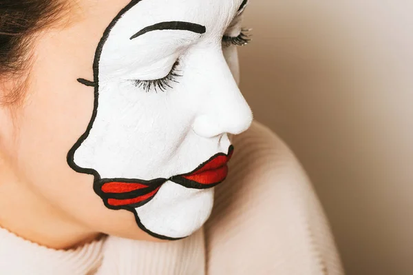 Woman Actress Double Face Makeup Studio Portrait — Stock Photo, Image