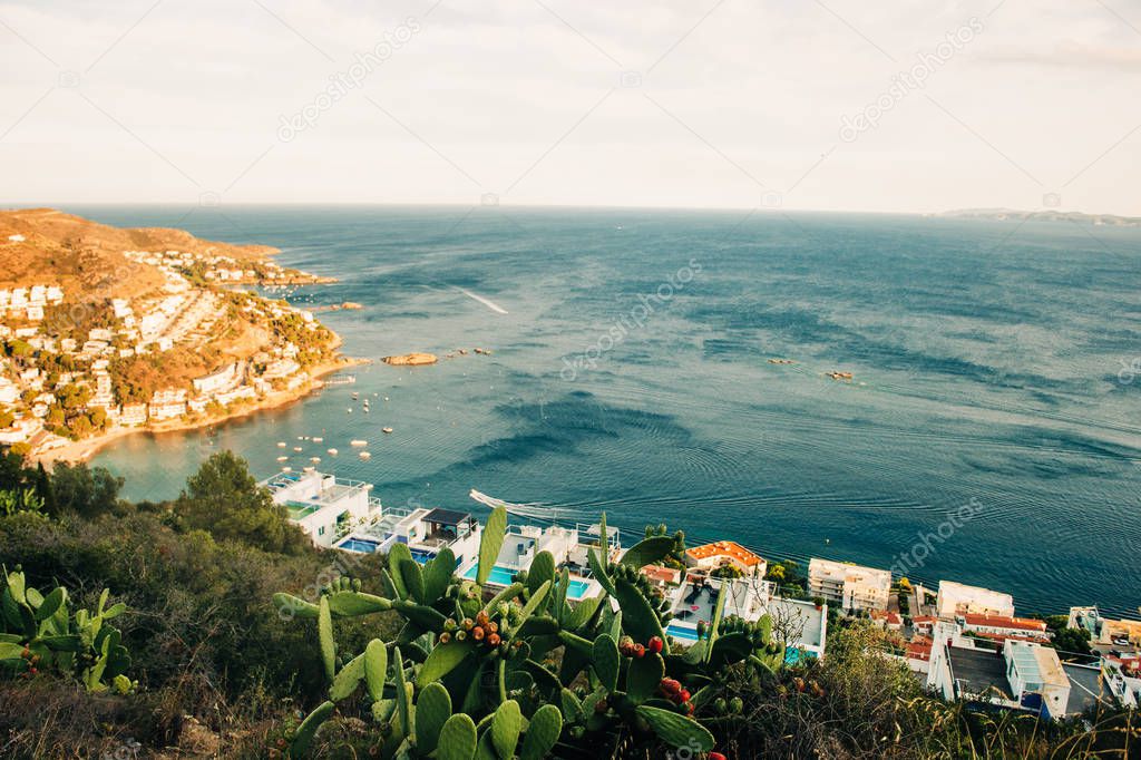 Amazing view of seaside with many villas, Costa Brava, Spain