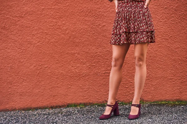 Зображення Красивих Жіночих Струнких Ніг Туфлях Каблуці — стокове фото