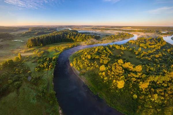 Aerial Shot River Morning — Stock Photo, Image