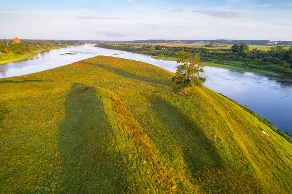 Piccola Città Dzisna Con Isola Dove Molto Tempo Era Antico — Foto Stock