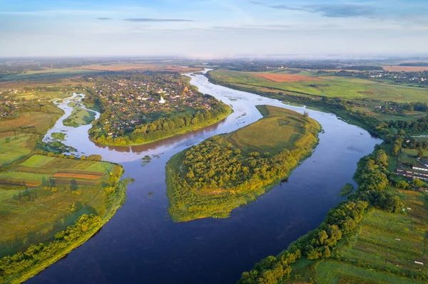 Kleine Stadt Dzisna Mit Einer Insel Auf Der Vor Langer — Stockfoto