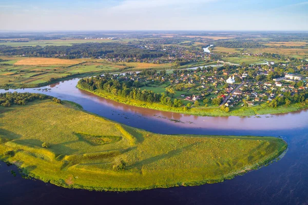 Piccola Città Dzisna Con Isola Dove Molto Tempo Era Antico — Foto Stock