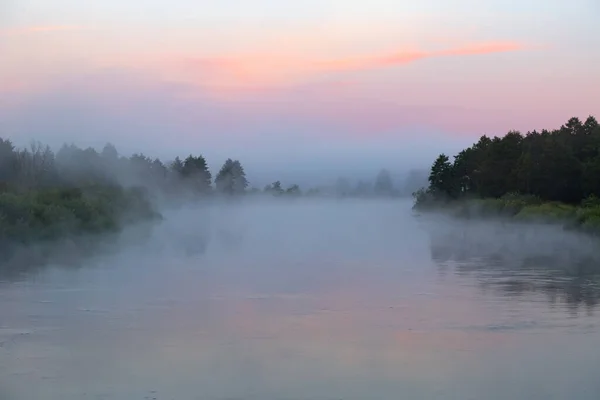 Foggy Morning River Nioman Belarus — Stock Photo, Image