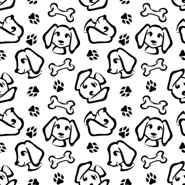 Komik köpek Dikişsiz desen fırça anahat tarzı