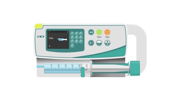 Pompe Perfusion Isolée Sur Blanc Livraison Médicaments Sauvetage Unité Soins — Video