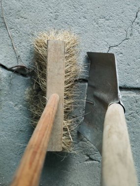 Kürek, süpürge, sokak, bahçe, temizlik, beton taban, kaldırım, toz, toprak temizleme araçları