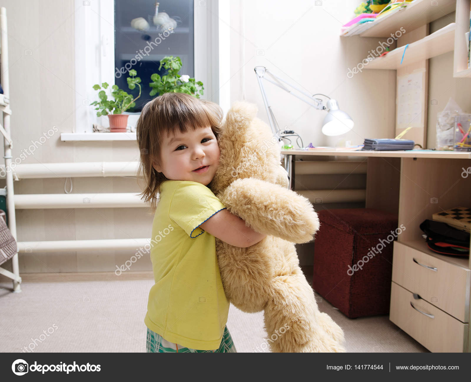 cute baby girl with teddy bear