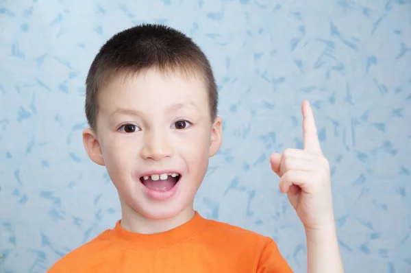 Idea Concept Adorable Boy Portrait Closeup Solving Problem Concept — Stock Photo, Image