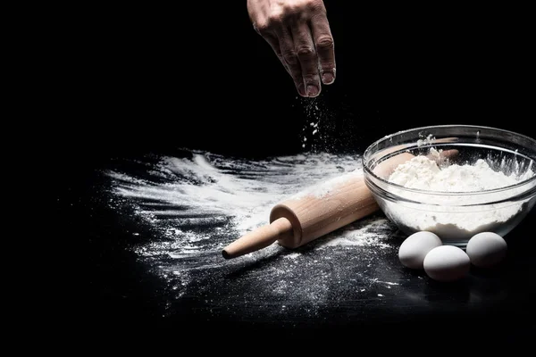 Close up of mans hands baking — Stock Photo, Image