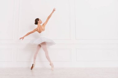 Yan uçlarında duran zarif bale dansçısı