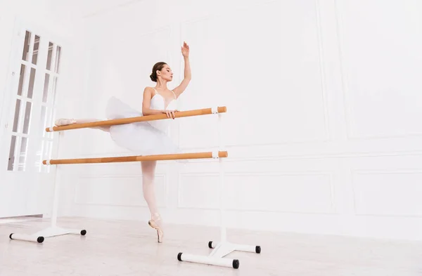 Zijaanzicht van ballerina tijdens de training — Stockfoto