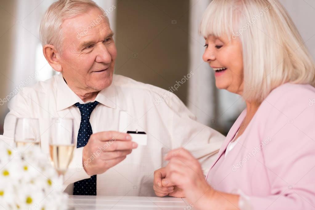 Mature elegant man making a proposal