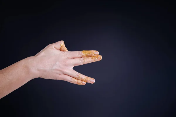 Close up of graceful hand gesturing — Stock Photo, Image