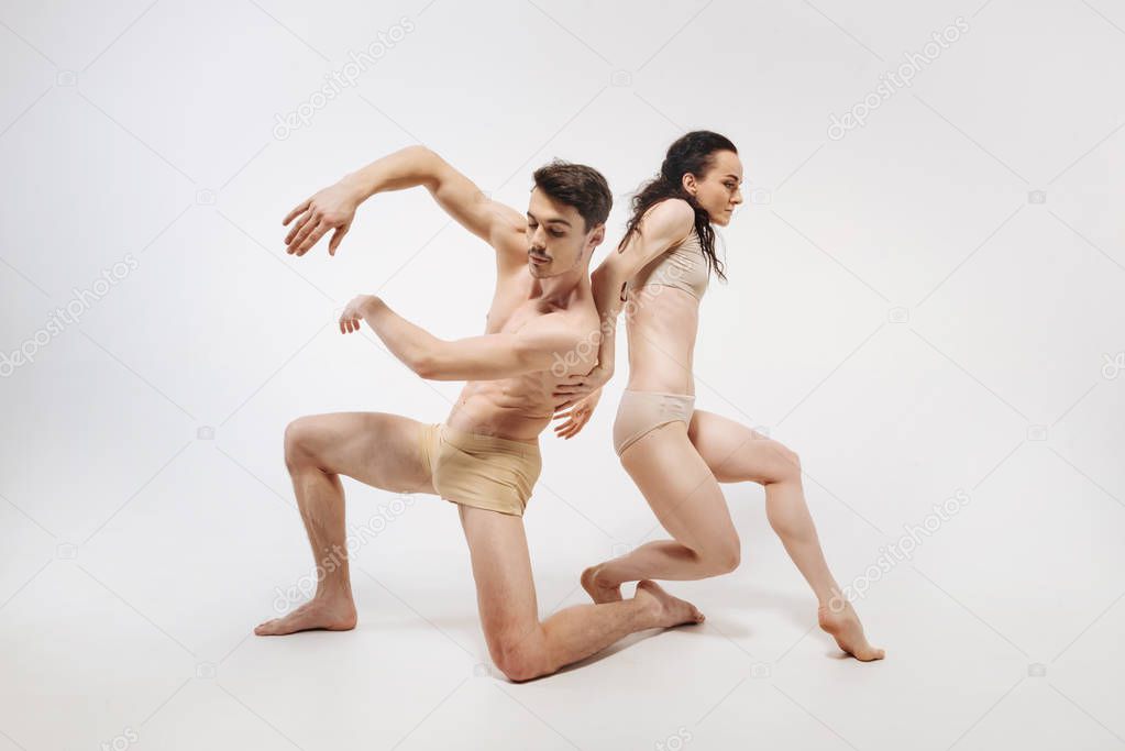 Creative slim ballet dancers