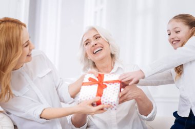 neşeli bir aile evde eğlenmek