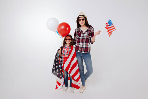 mother and daughter celebrating national holiday