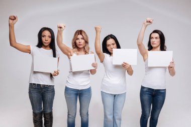 female activists protesting against something clipart