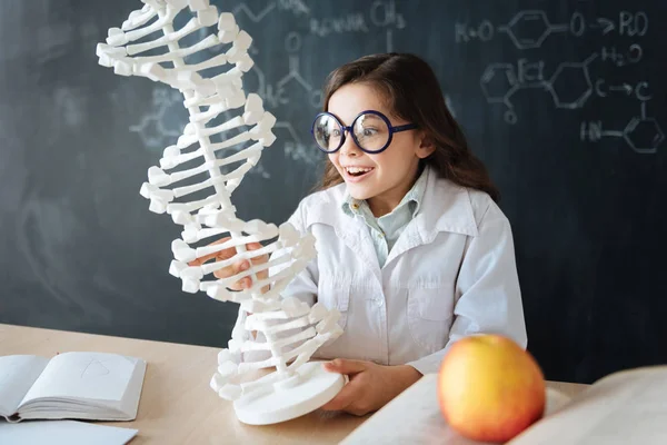 Pupil studying genetic code modifications — Stock Photo, Image