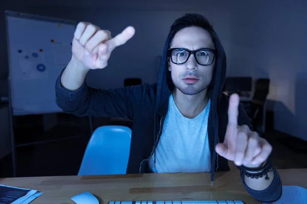 Handsome attractive man working with innovative technology — Stock Photo, Image