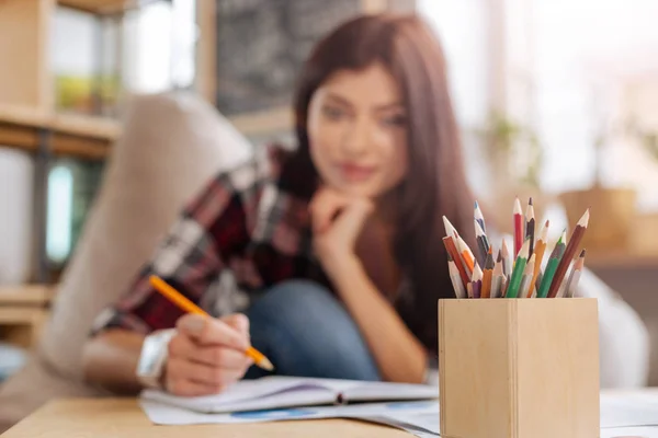Colored pencils standing on the table — Stock Photo, Image