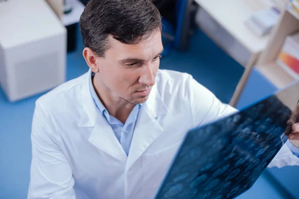 Serious experienced doctor holding the radiograph — Stock Photo, Image