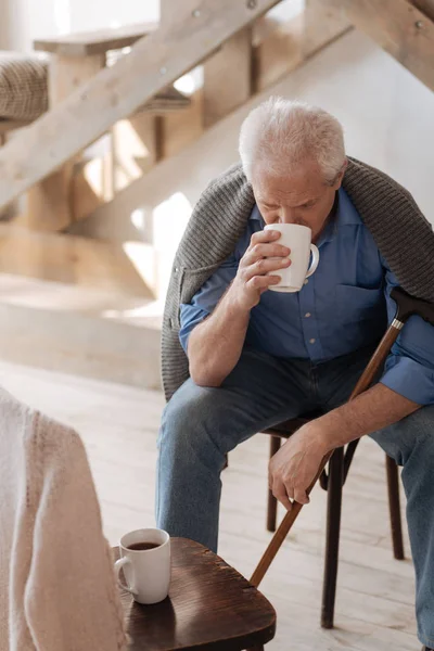 Sad desperate man imagining his wife — Stock Photo, Image