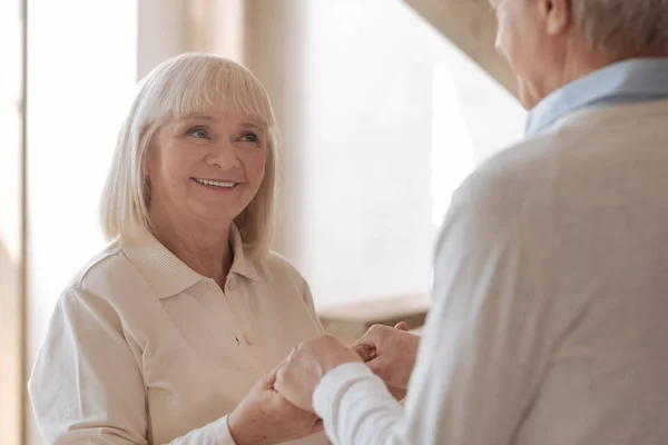 Happy joyful woman looking at her husband — Stock Photo, Image