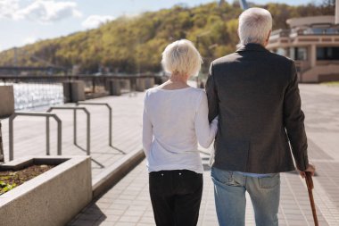 Geri kalan parkta sahip güzel yaşlı çift