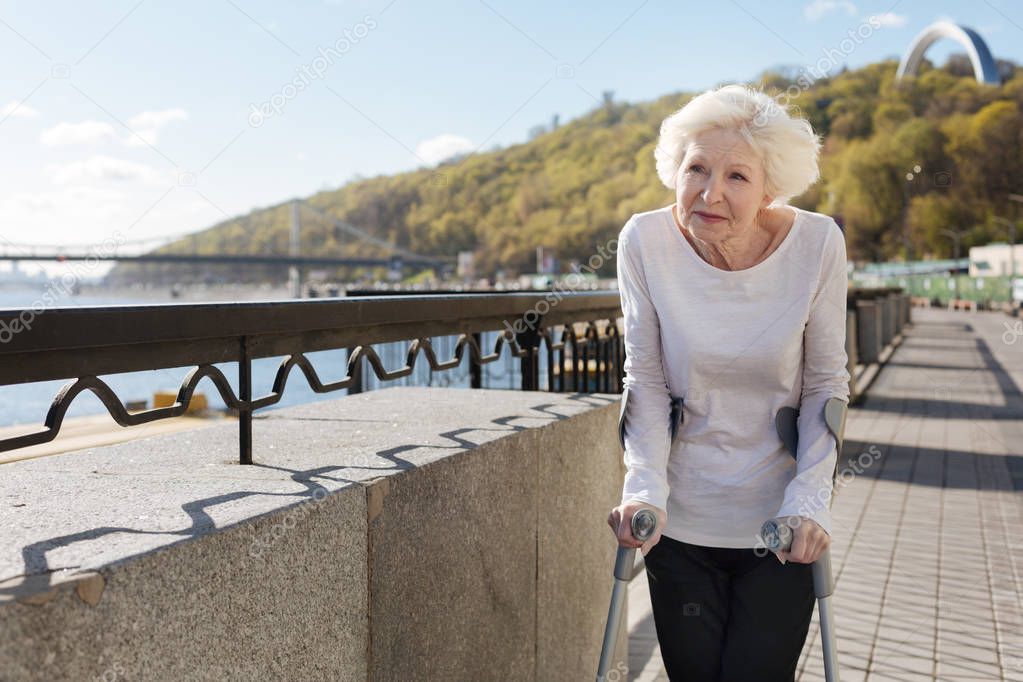 Happy pensioner looking into distance