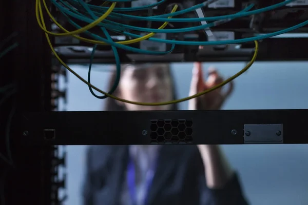 Enfoque selectivo de los cables de Internet — Foto de Stock