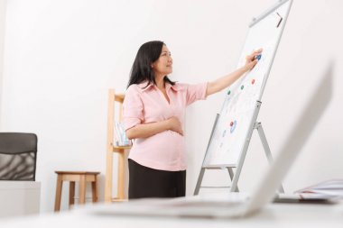 Office panosunda yakın duran hamile kadın