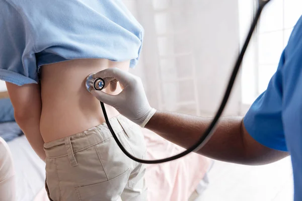 Close up of stethoscope while being in use — Stock Photo, Image