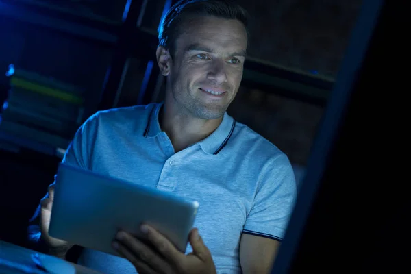 Enthusiastic intelligent man dedicated to his work — Stock Photo, Image