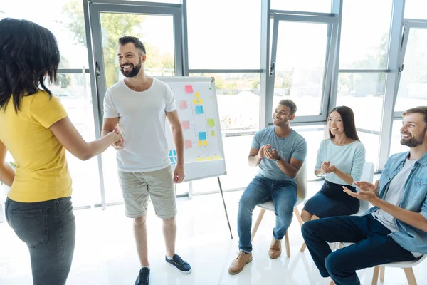 Delighted happy people applauding — Stock Photo, Image