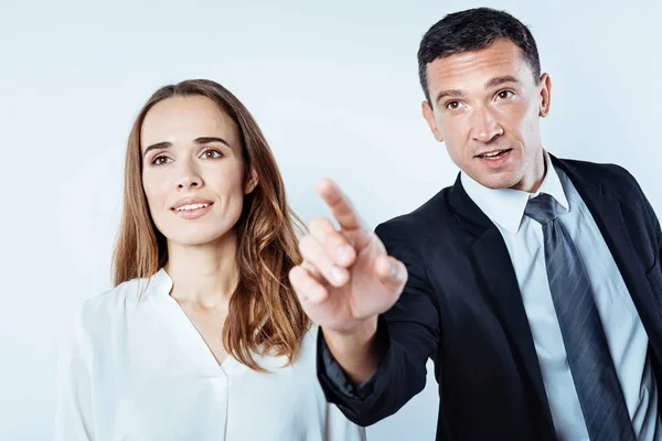 Business colleagues cooperating for project — Stock Photo, Image