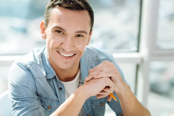 Cheerful male person posing on camera — Stock Photo, Image