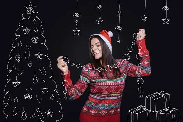 Lively young woman amusing in the studio — Stock Photo, Image