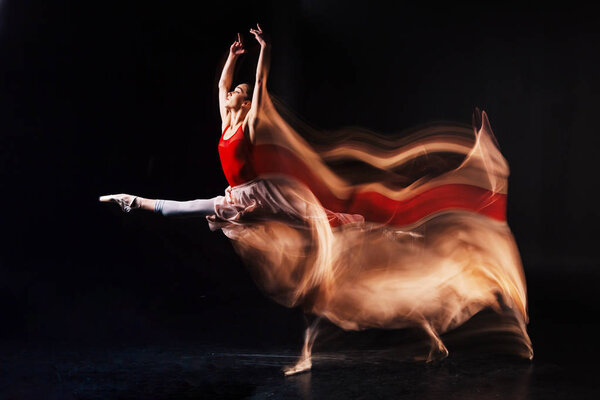 Beautiful gracious woman showing her dance